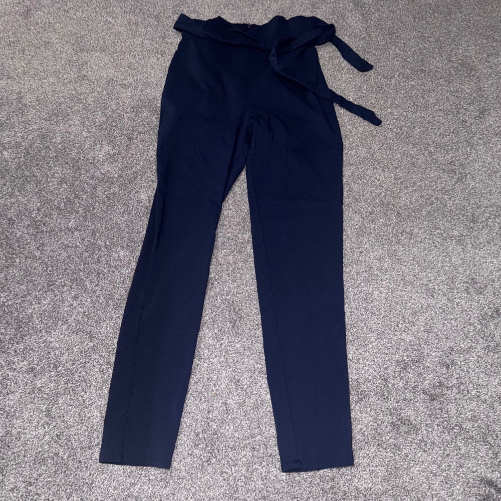Windsor Women's Ultra High Rise Navy Blue Tie Front Trousers Size XS/S